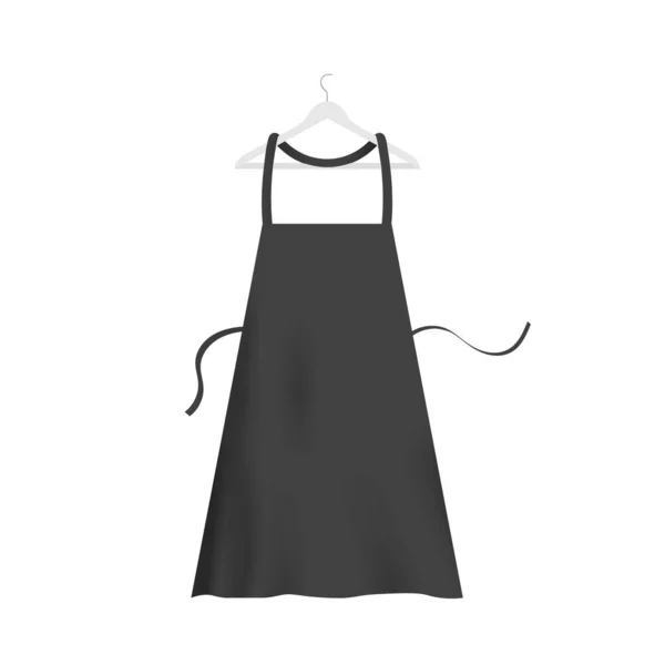 Черный фартук шеф-повара, кухонная текстильная форма на вешалке, одежда для повара — стоковый вектор