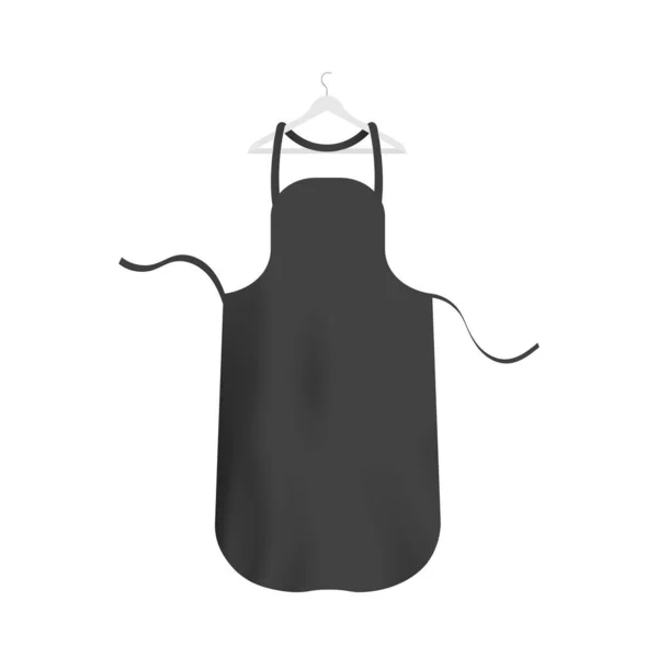 Delantal de cocina negro maqueta, prenda de ropa textil para chefs en percha — Vector de stock