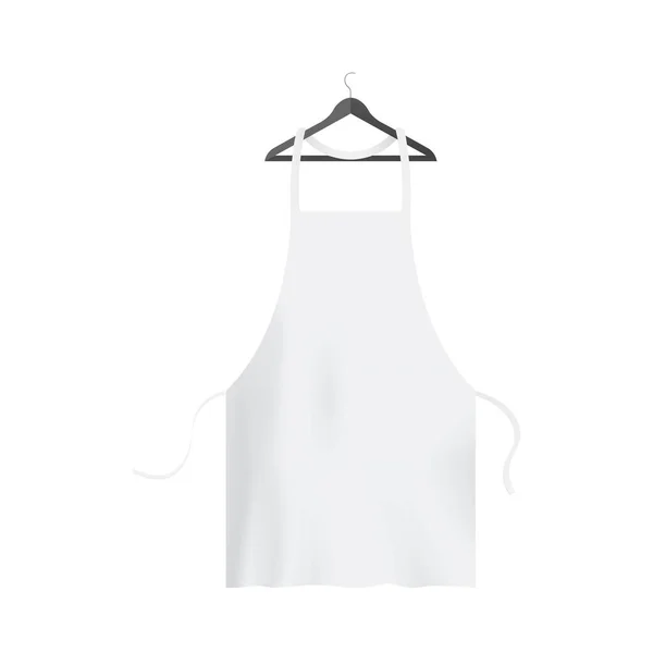 Delantal de chef blanco, uniforme textil de cocina en percha, ropa para cocinar — Vector de stock