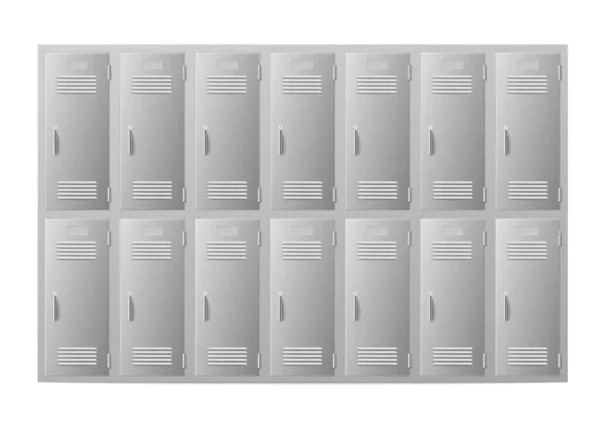 Template of school lockers in two rows, realistic vector illustration isolated. — Stock Vector