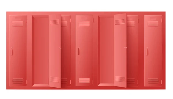 Κόκκινο σχολείο μέταλλο θυρίδες μπροστά πρότυπο ρεαλιστική διανυσματική απεικόνιση απομονωμένη. — Διανυσματικό Αρχείο