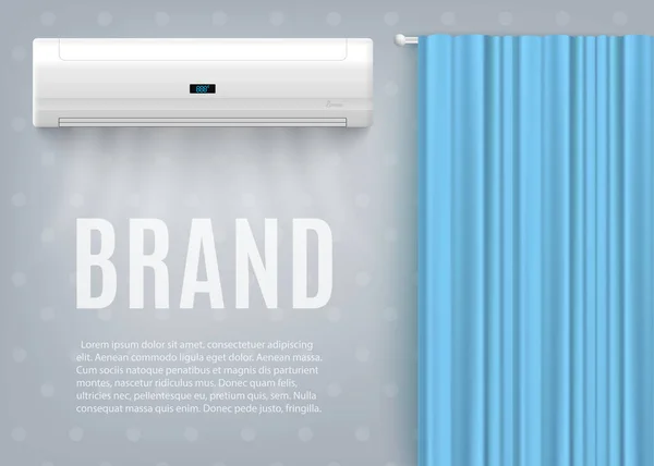 Banner com publicidade de ar condicionado para temperatura de controle climático dentro de casa —  Vetores de Stock