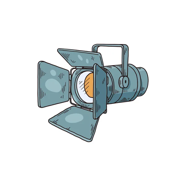 Cinema of fotografie spotlight icoon, schets vector illustratie geïsoleerd. — Stockvector