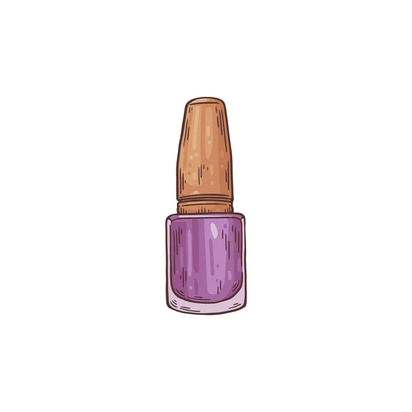 Esmalte de uñas o botella de vidrio lacado, dibujo ilustración vectorial aislado. — Archivo Imágenes Vectoriales