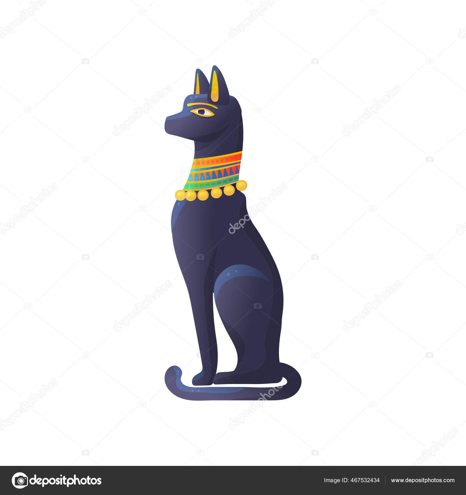 Черная Кошка Символ Древнего Египта, Статуя Священного Египетского.