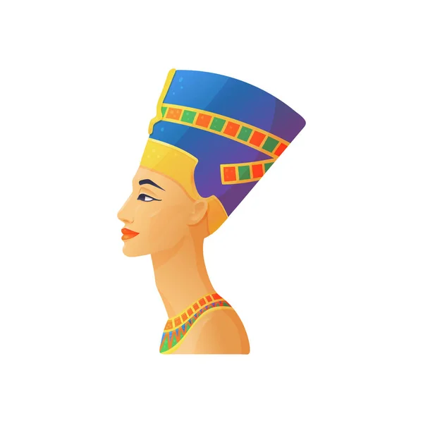 Escultura de Nefertiti reina egipcia, ilustración vectorial plana aislada. — Vector de stock