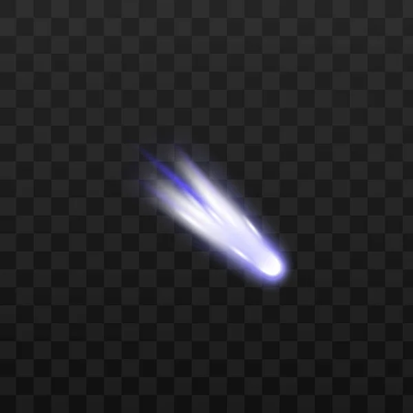 Vallende meteoor of komeet in de ruimte, realistische vectorillustratie geïsoleerd. — Stockvector