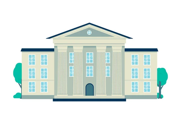Edifício de arquitetura clássica com colunas ilustração vetorial plana isolada. — Vetor de Stock