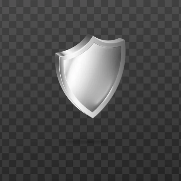 Template of silver metal security shield realistic vector illustration isolated. — Stock Vector