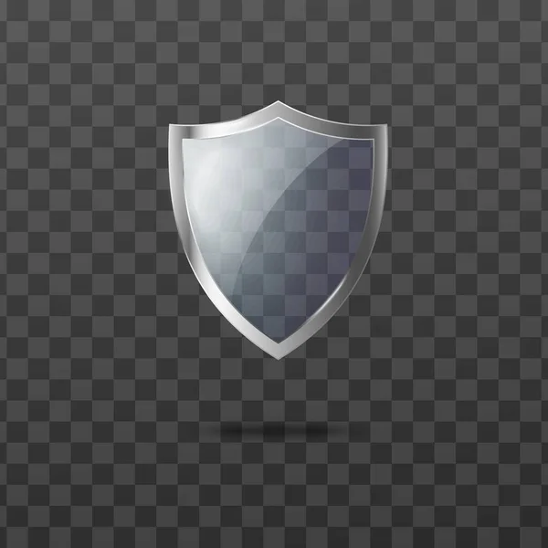 Glossy transparent glass security shield realistic vector illustration isolated. — Stock Vector