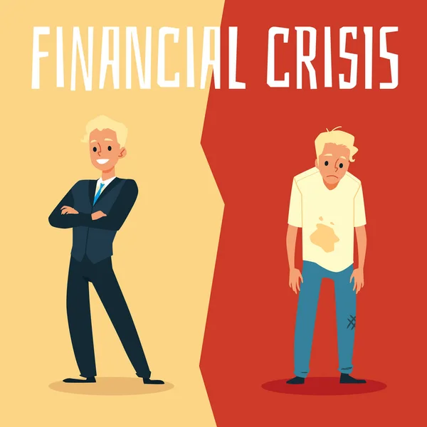金融危機前と後の富裕層と貧困層の対比. — ストックベクタ