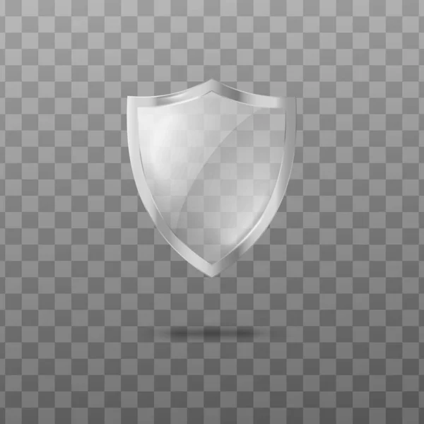 Glass transparent security guard shield with silver frame a vector illustration. — Stock Vector