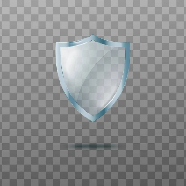 Template of bluish glass security shield realistic vector illustration isolated. — Stock Vector
