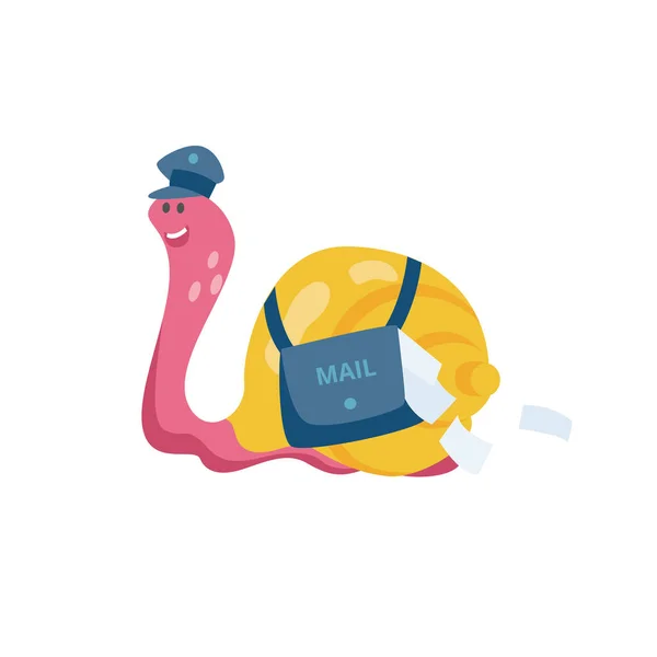 Snail mail - kreslené zvíře doručující dopisy v pošťáckých uniformách. — Stockový vektor