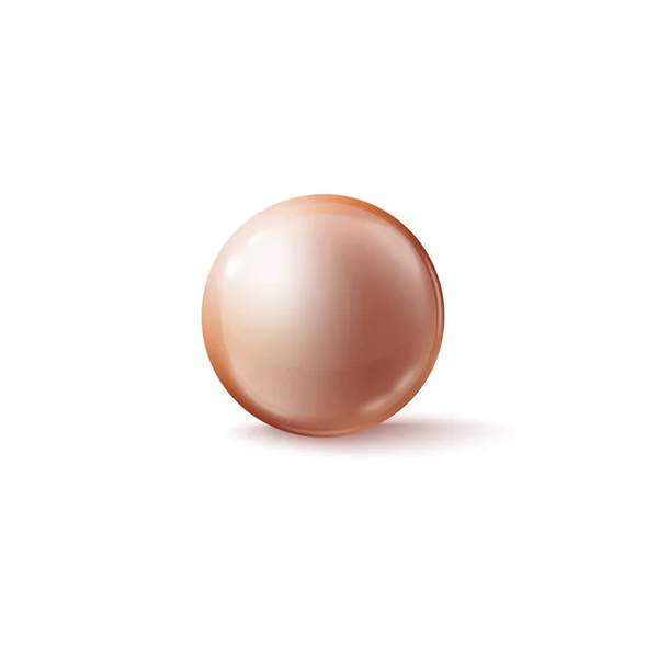 Perla redonda de cristal marrón claro o perla, ilustración vectorial realista aislada. — Archivo Imágenes Vectoriales