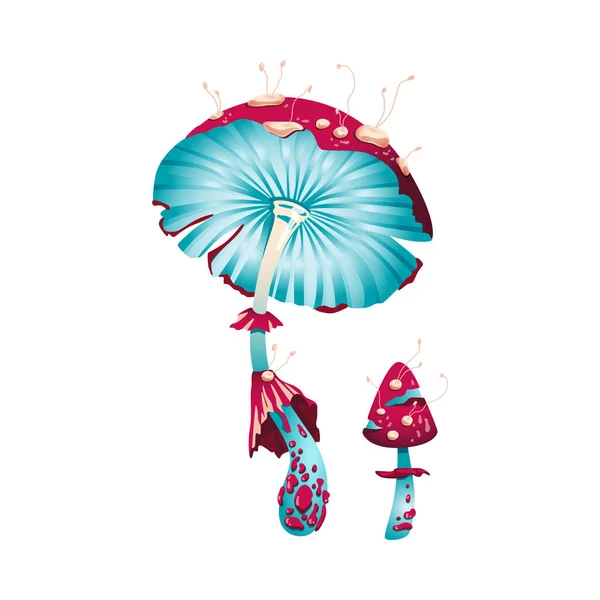 Champignon magique fantaisie, insolite mouche fabuleuse flamboyante agarique une illustration vectorielle — Image vectorielle
