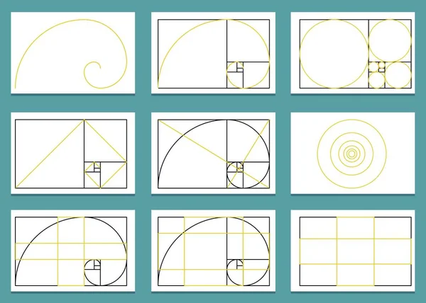 Insamling av Golden Ratio andelarna system, vektor illustration isolerad. — Stock vektor