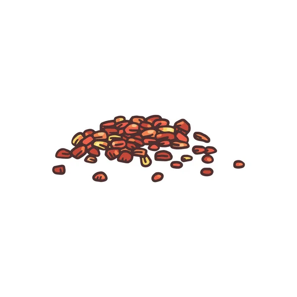 Heap van chili peper poeder met de hand getekend graveren vector illustratie geïsoleerd. — Stockvector