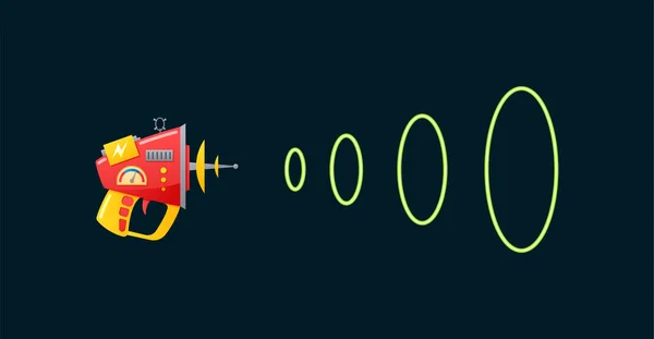 Футуристична стрільба з пістолета лазерними променями, космічною зброєю або дитячою іграшкою . — стоковий вектор