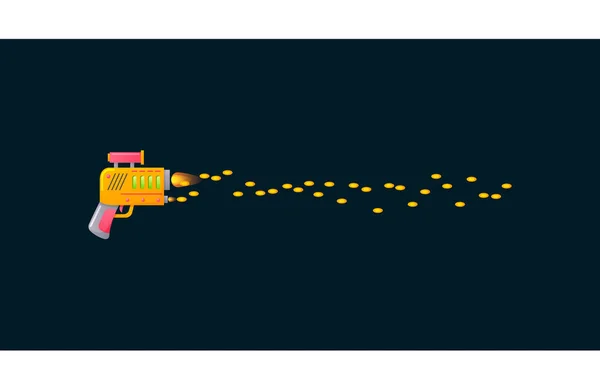 Blaster gun schießen mit laserstrahlen, cartoon flat vektor illustration isoliert. — Stockvektor
