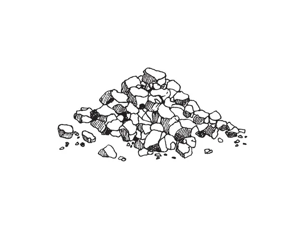Haufenkristalle aus Meersalz handgezeichnet Vektor Illustration isoliert auf weiß. — Stockvektor