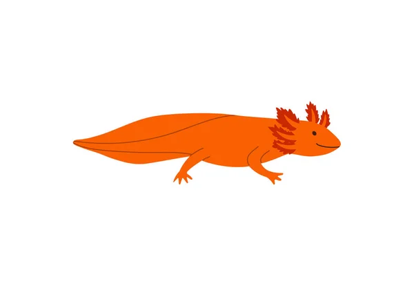 Lagarto de estilo minimalista de dibujos animados con ilustración de vectores planos de cola grande aislado. — Vector de stock