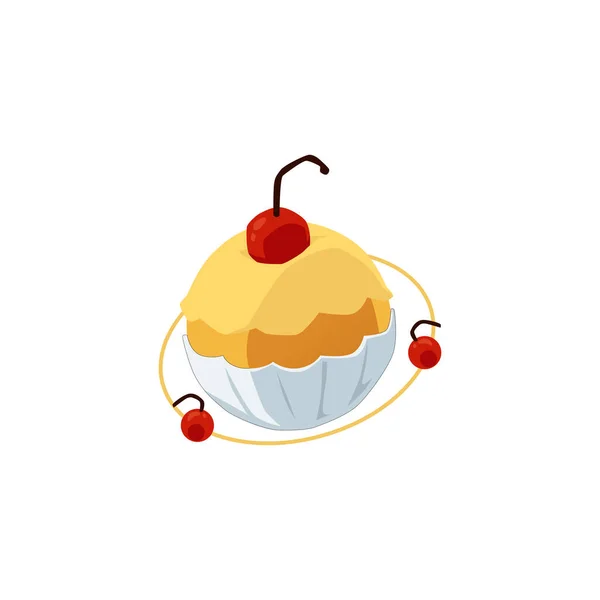 Fancy cupcake alakú bolygó, lapos vektor illusztráció elszigetelt fehér. — Stock Vector