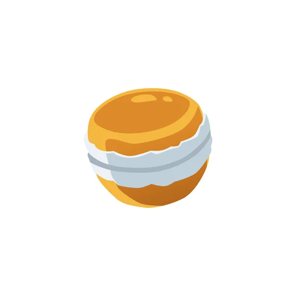 Elegante pastel o donut en forma de planeta con crema plana vector ilustración aislado. — Vector de stock
