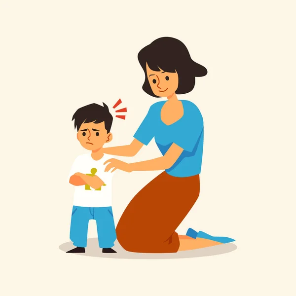 Child autist has issues with communication, flat vector illustration isolated. — Stock Vector