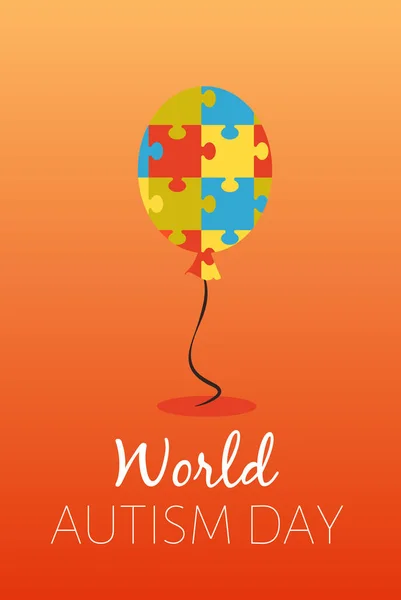 Vector design poster with color puzzle balloon to world autism awareness day. — Vetor de Stock