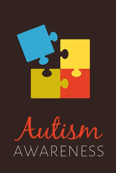 Poster for world autism awareness day with color puzzles mean autistic diseases. — 图库矢量图片