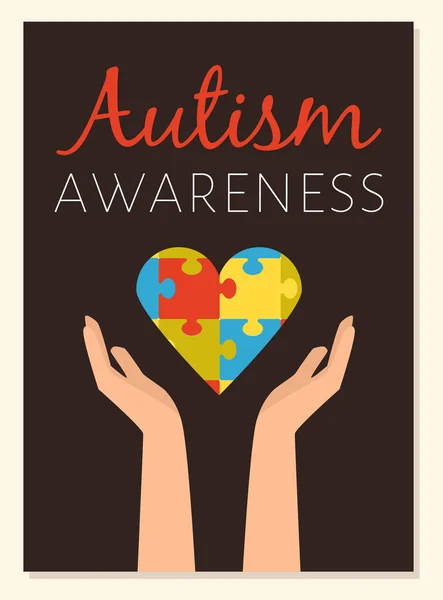 World Autism awareness poster or card design flat vector illustration. — 图库矢量图片