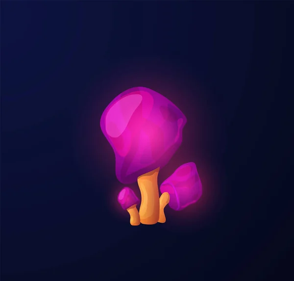 Fantasy psychedelic mushrooms with neon light, flat vector illustration isolated. — Vetor de Stock