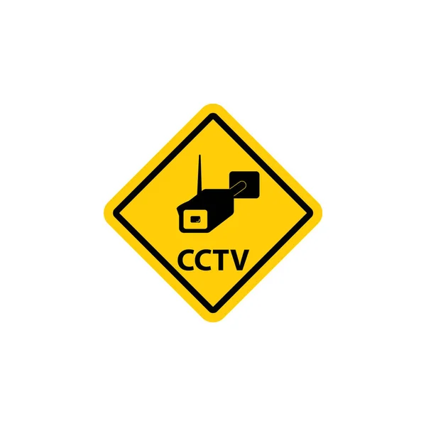 Знак в форме желтого ромба. Векторная иллюстрация предупреждающего знака о видеонаблюдении на белом фоне. — стоковый вектор