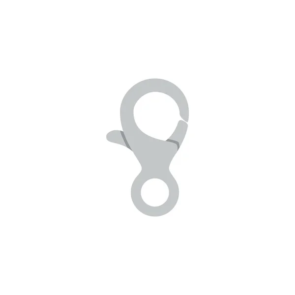 Metallo moschettone, arrampicata chiusura serratura un vettore illustrazione su bianco. — Vettoriale Stock