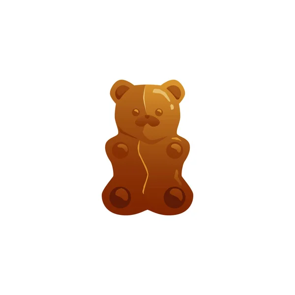 Geléia doce marrom goma ou chocolate doce em forma de urso uma ilustração vetorial — Vetor de Stock
