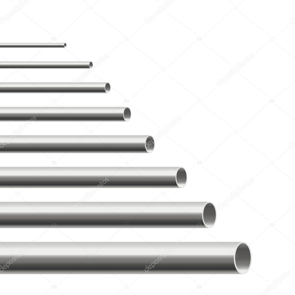 Steel metallic pipes for construction industrial water or gas pipelines.