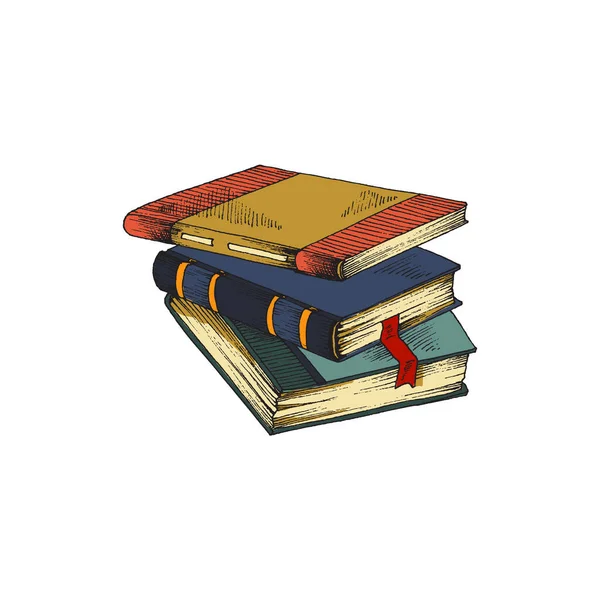 Упаковка учебной или развлекательной литературы с цветными твердыми обложками. — стоковый вектор