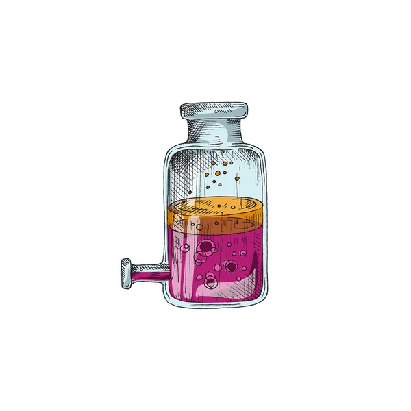 Glaslabor Chemietank mit farbiger aromatischer Flüssigkeit eine Vektorillustration — Stockvektor
