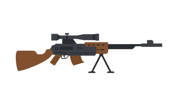 Sniper rifle with optic sight and wood butt, flat vector illustration isolated. — Wektor stockowy