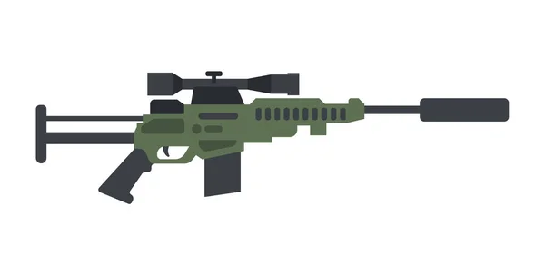 Cartoon sniper geweer of scherpschutter pistool, platte vector illustratie geïsoleerd. — Stockvector