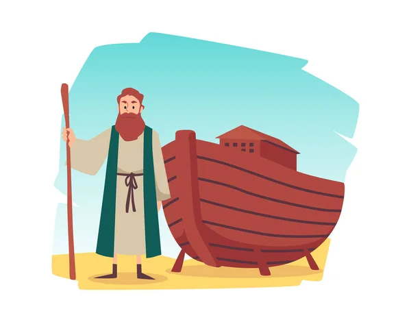 Biblisk episod av noahs ark i platt tecknad vektor illustration isolerad. — Stock vektor