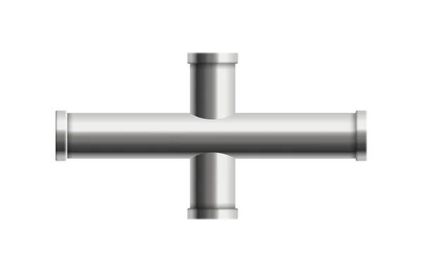 Conexão de tubos de encanamento de metal cruzado para construção de tubulação. —  Vetores de Stock
