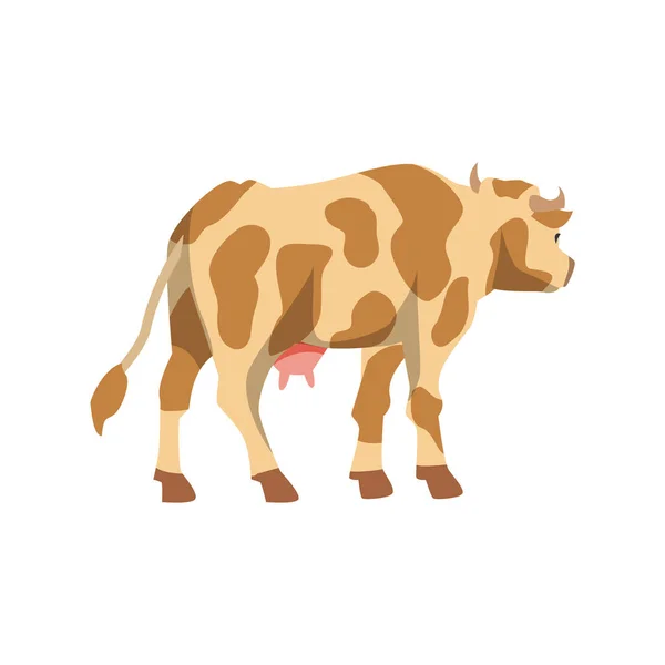 Εντοπισμένη καθαρόαιμη αγελάδα στέκεται προς τα πίσω επίπεδη διανυσματική απεικόνιση απομονωμένη. — Διανυσματικό Αρχείο