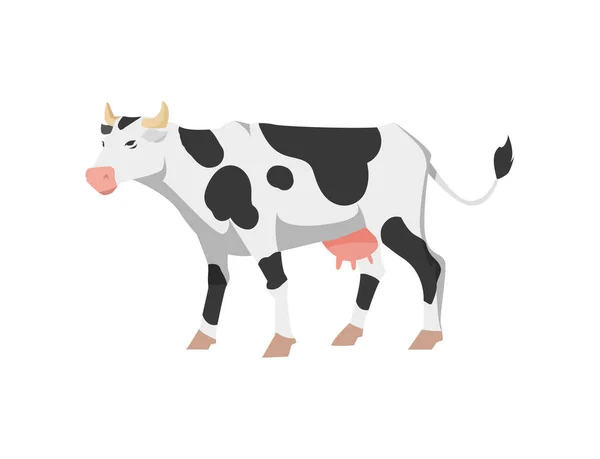 牛乳、乳製品、肉のための漫画ホルシュタイン冷凍品種牛 — ストックベクタ