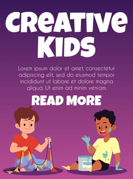 Kreatives Kinderbanner mit Kindern basteln und zeichnen, Vektorillustration. — Stockvektor