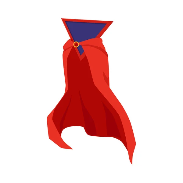 Superhjälte cape från rött silke tyg med triangeln sköld en vektor illustration — Stock vektor