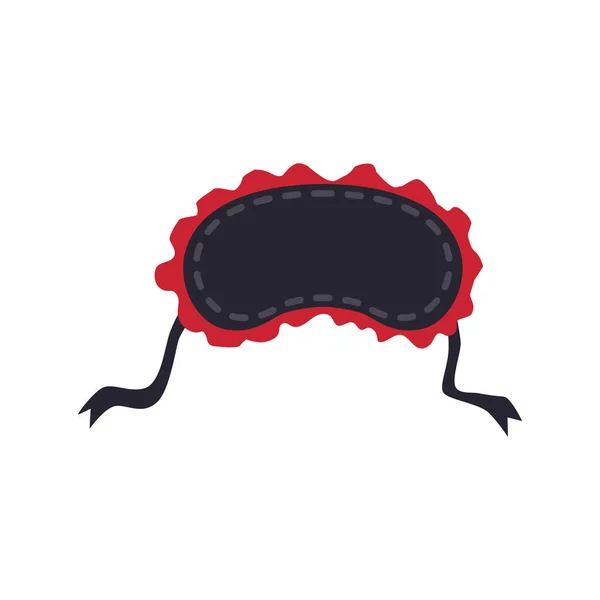 Masque de couchage noir avec ficelles et volants, illustration vectorielle plate isolée. — Image vectorielle