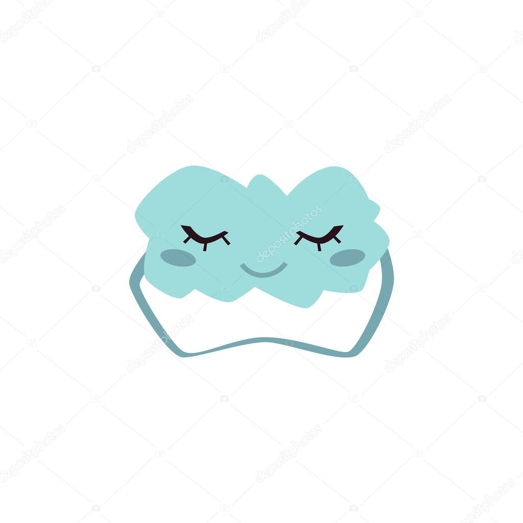Sleep beauty mask in shape of soft kawaii face cloud, flat cartoon vector illustration isolated on white background.
