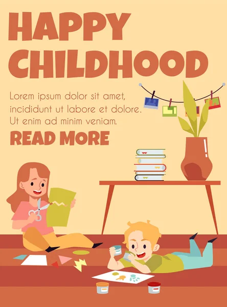 Kreative Kinder basteln in der Freizeit im Kindergarten oder im Kunstunterricht. — Stockvektor